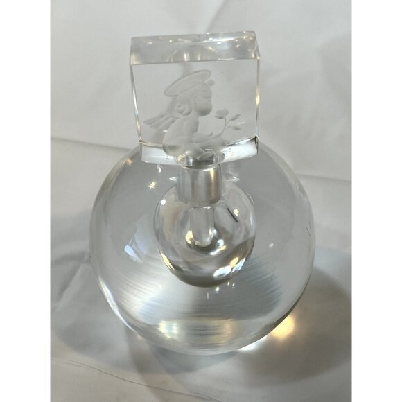 RARE STEUBEN SIGNED NUMBERED 14 CRYSTAL PERFUME BOTTLE ETCHED CHERUB IN STOPPER - Picture 5 of 16